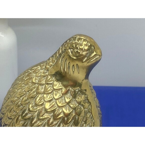 Vintage Brass Quail Figurine, Partridge Figurine, Mid Century Decor, Brass Bird - Picture 7 of 8
